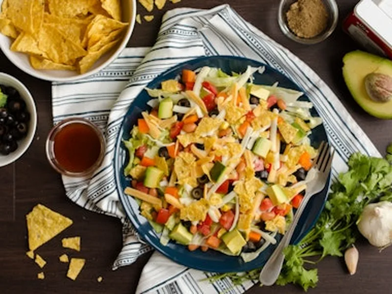 Crunchy Tex Mex Salad with Smoky Pinto Beans and Honey-Adobo Dressing