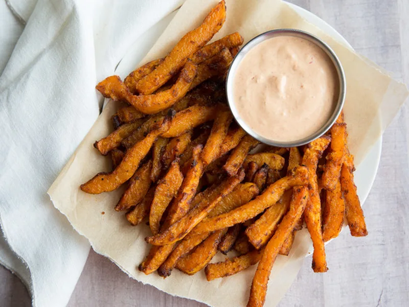 Crispy Butternut Squash Fries with Chipotle Mayo