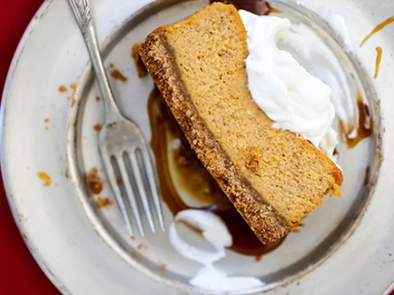 Small Batch Pumpkin Spice Cheesecake with Bourbon Whipped Cream