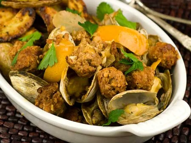 Gluten-Free Clams and Chorizo with Orange and White Wine