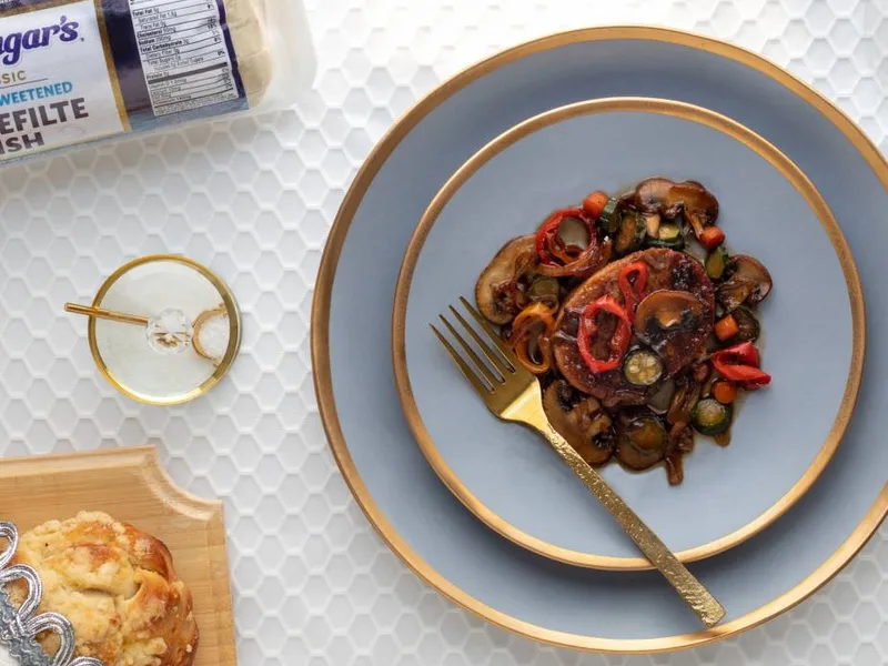 Sweet Veggie Topped Gefilte Fish Rounds - Pan-Fried & Glazed