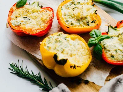 Herb Ricotta Stuffed Peppers, Baked