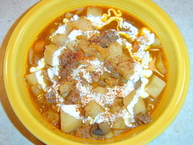 Hungarian Cabbage Soup with Sausage and Paprika