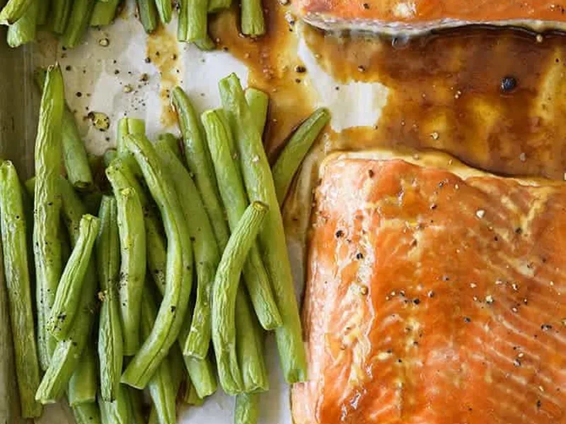 Sheet Pan Teriyaki Salmon with Green Beans