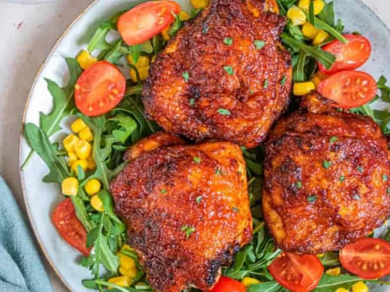 Air Fryer BBQ Chicken Thighs with Homemade Barbecue Sauce