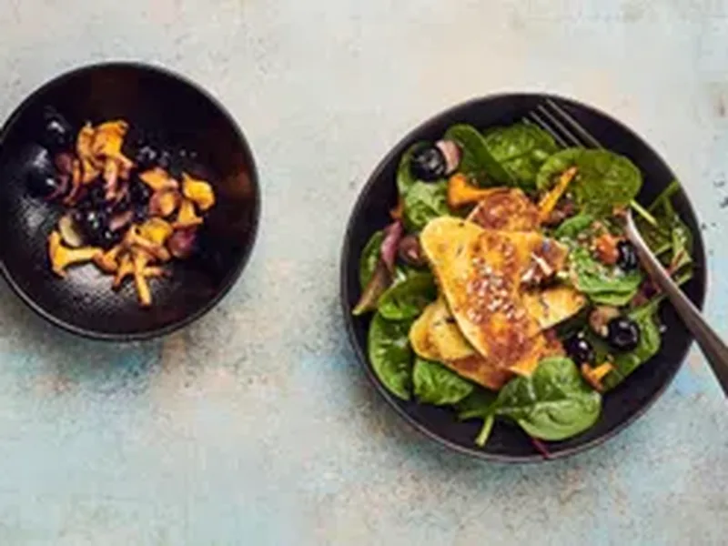 Breaded Pattypan Squash with Chanterelle Salad