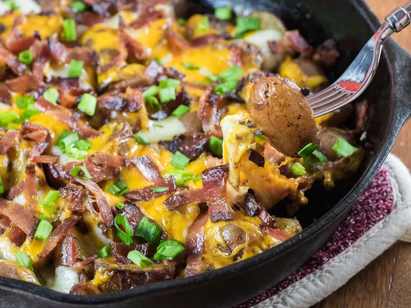 Campfire Potato and Cheese Skillet with Bacon