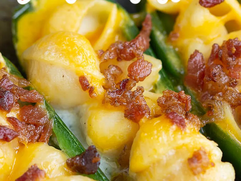 Mac and Cheese Stuffed Jalapeño Poppers with Bacon