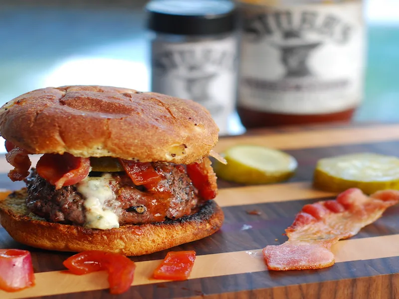 Grilled Bacon Blue Cheese Bison Burgers