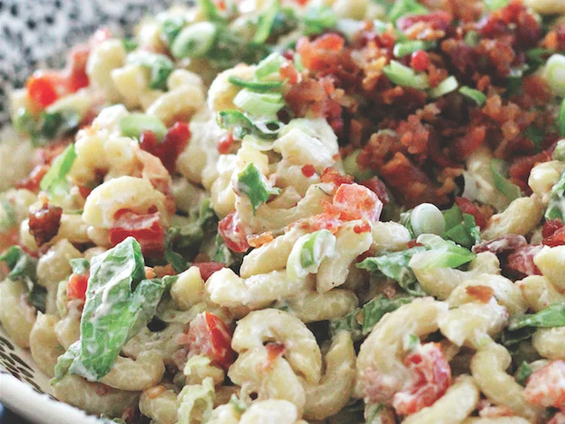 BLT Macaroni Salad with Bacon, Lettuce, Tomato