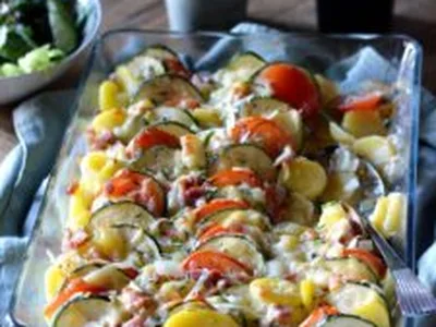 Dutch Potato Casserole with Cheese and Bacon