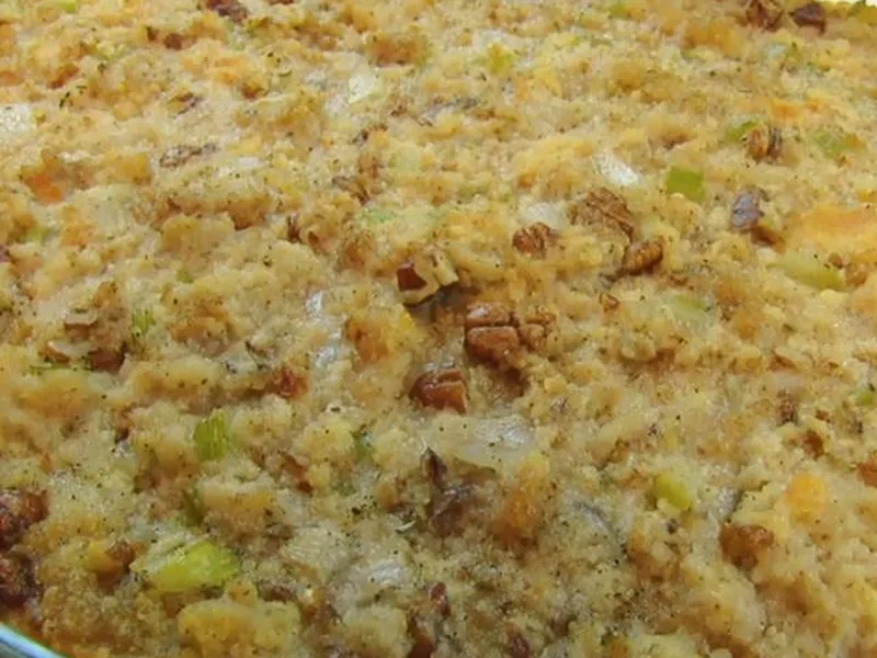 Pecan-Sage Cornbread Dressing with Chicken Broth