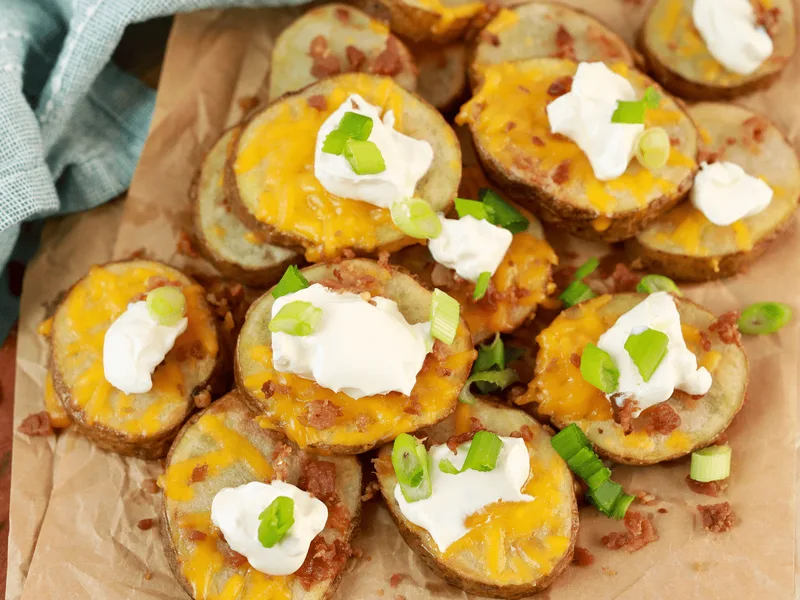 Air Fryer Crispy Loaded Potato Rounds with Golden Edges