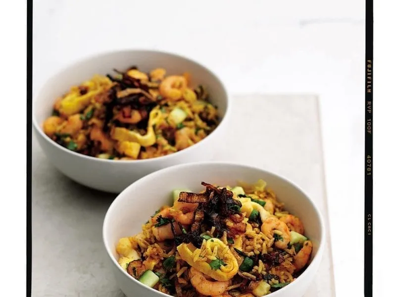 Prawn Nasi Goreng with Curry Paste and Crispy Shallots