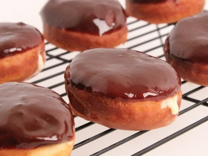 Homemade Boston Cream Donuts with Vanilla Custard and Chocolate Ganache