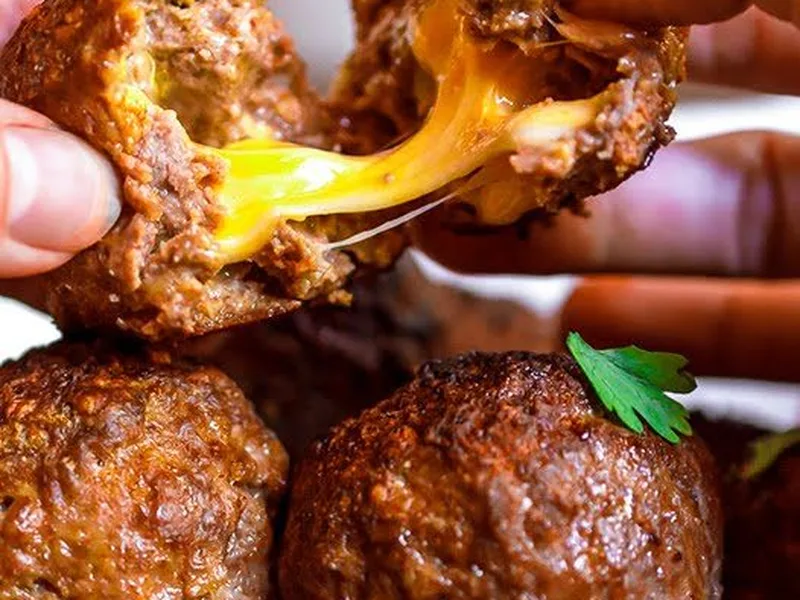 Cheesy Stuffed Tex Mex Meatballs with Colby Jack Centers
