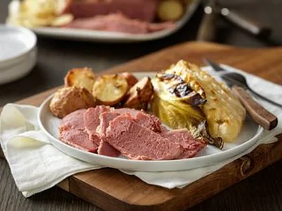 Dijon-Glazed Corned Beef with Roasted Cabbage