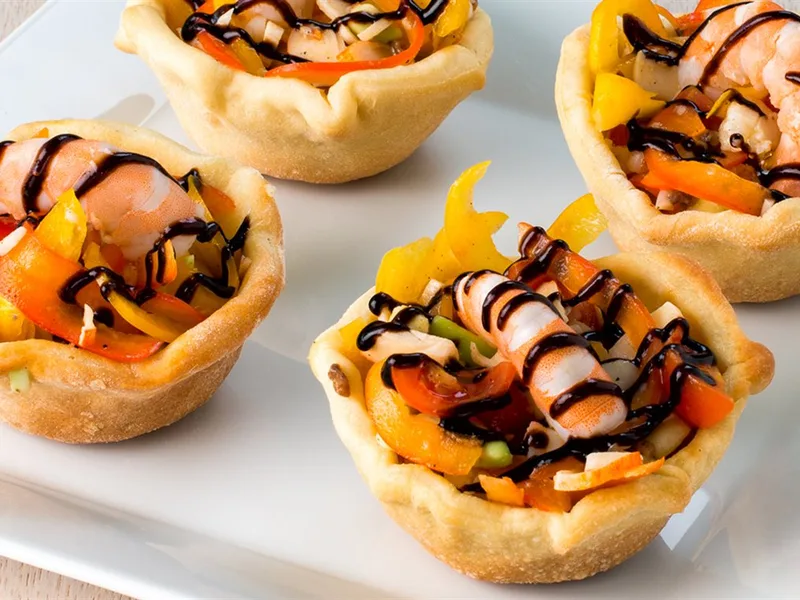 Shrimp and Anchovy Salad Cups with Avocado