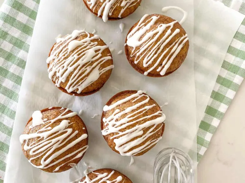 Iced Banana Pumpkin Muffins with Cream Glaze