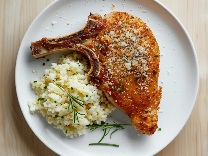 Keto Pork Chops with Crispy Parmesan Almond Flour Crust