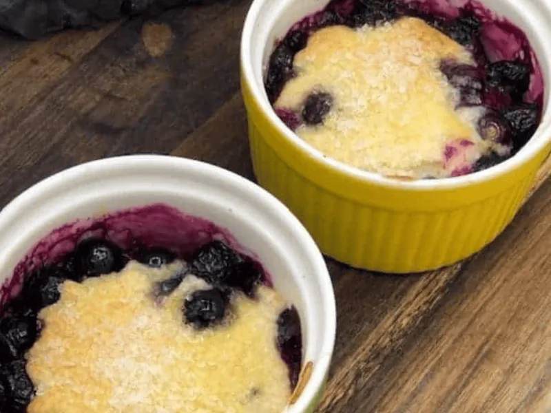 Air Fryer Blueberry Cobbler for One