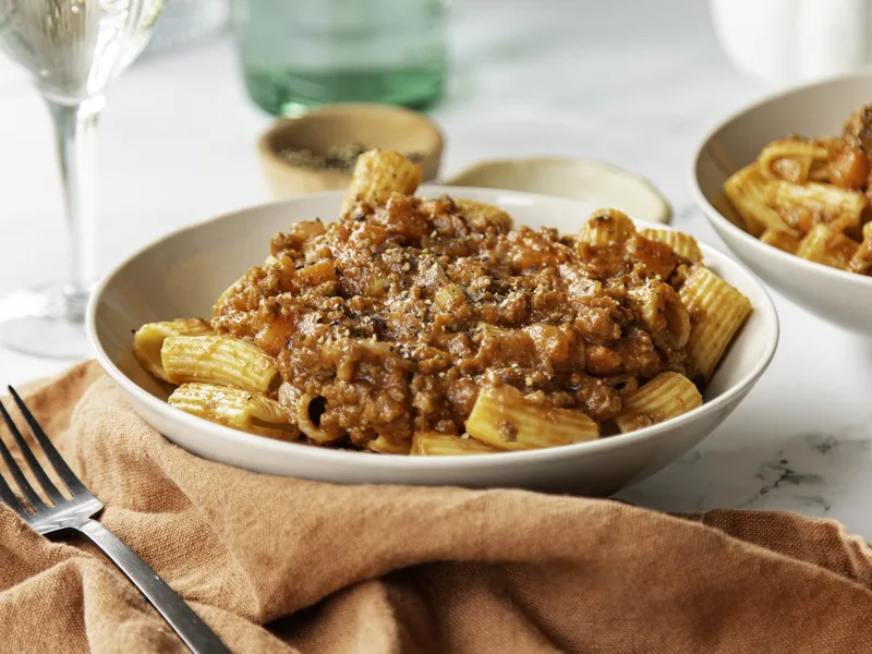High Protein Pumpkin Ground Beef Bolognese with Red Wine
