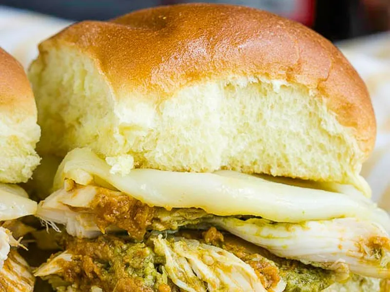 Baked Pesto Chicken Sliders with Melted Cheese