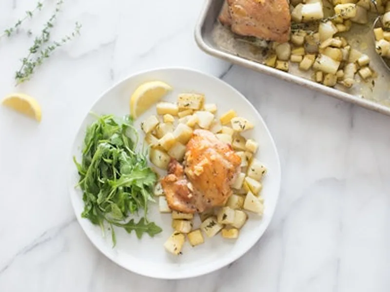 Roasted Honey Lemon Butter Chicken with Parsnips and Potatoes
