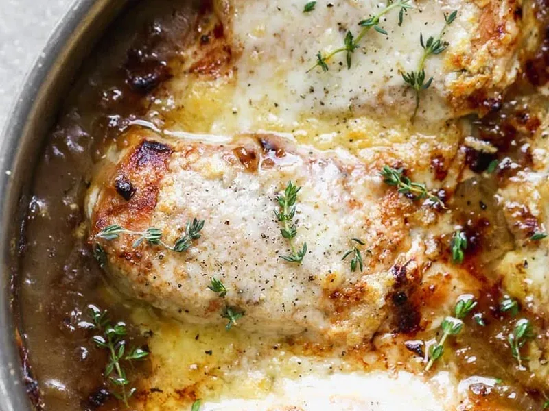 French Onion Chicken Skillet with Gruyere