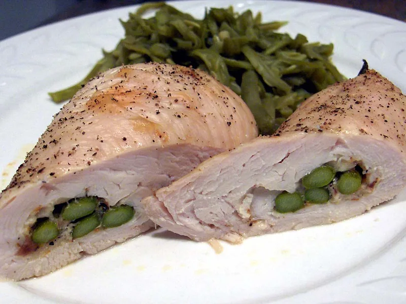 Baked Chicken Asparagus Rolls with Asiago