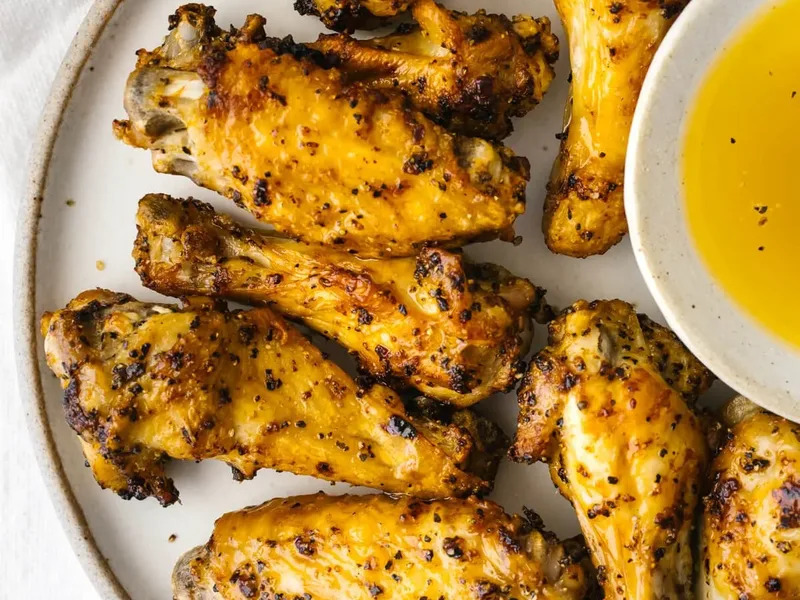 Air Fryer Lemon Pepper Chicken Wings with Honey Butter Sauce