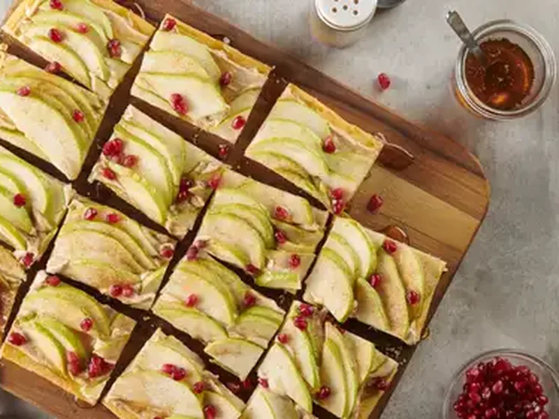 Spiced Pear and Pomegranate Crescent Pizza with Cream Cheese