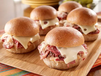 Slow Cooker Reuben Sliders with Beer-Braised Corned Beef