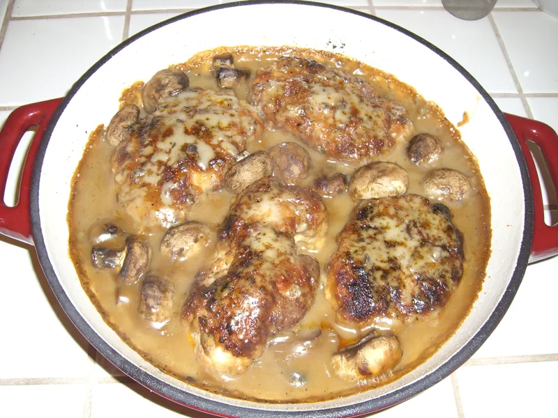 Breaded Pork Chops with Mushroom Cream Sauce