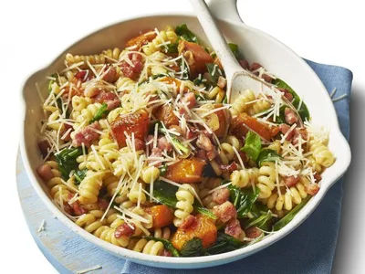 Butternut Squash and Bacon Fusilli with Crispy Pancetta