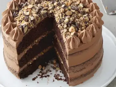 Chocolate Toffee Crunch Layer Cake with Chocolate Almond Bits
