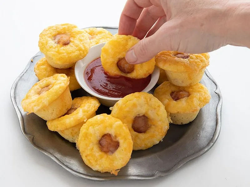 Keto Coconut Flour Corn Dog Bites - Low Carb Mini Muffins