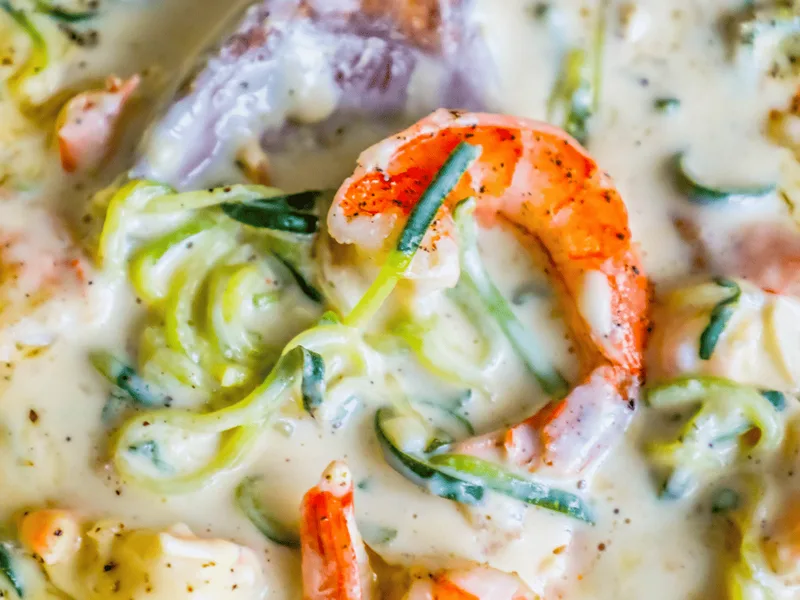 Creamy Shrimp Alfredo with Spiralized Zucchini