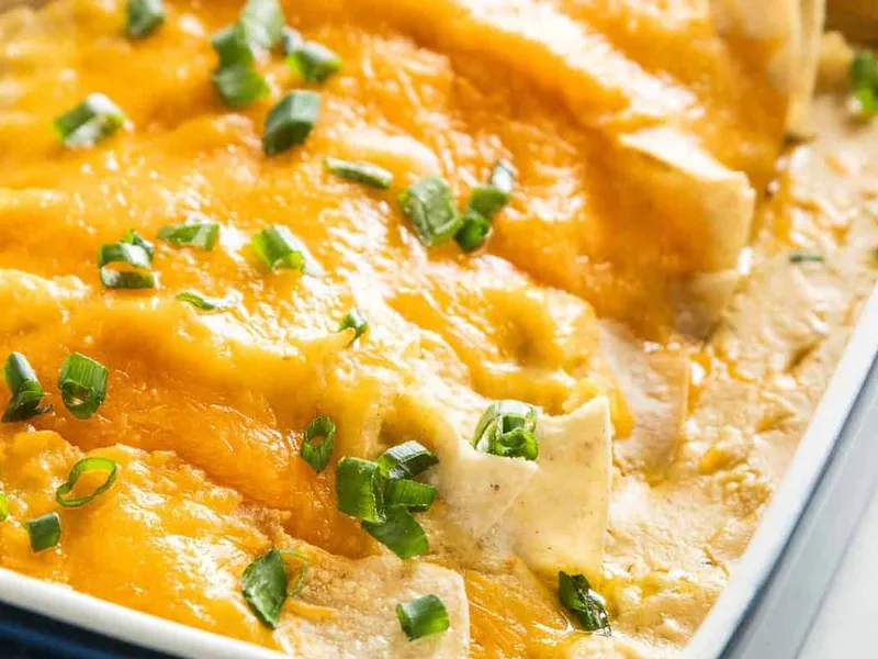Gluten Free Chicken Bean Enchiladas with Green Chile Sauce