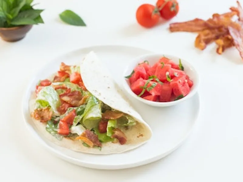BLT Chopped Salad with Bacon and Watermelon Mint Smoothie