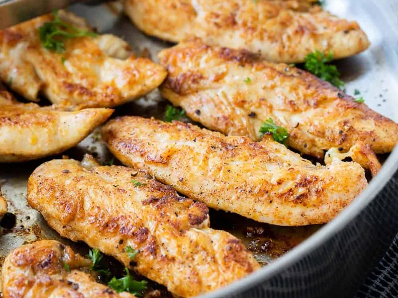 Pan Fried Chicken Tenders with Garlic Paprika Seasoning