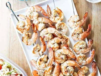 Grilled Garlic Basil Shrimp with Lemon Marinade