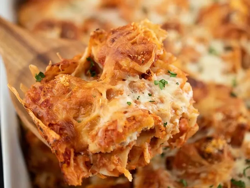Baked Chicken Nugget Pasta Casserole