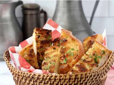 Homemade Ciabatta Grilled Garlic Bread with Overnight Dough