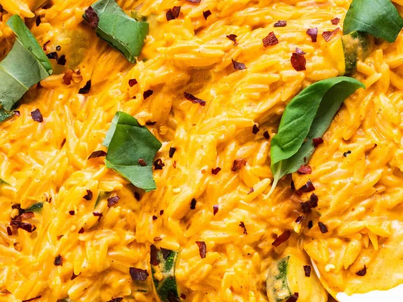 Creamy Tomato Orzo Pasta with Cottage Cheese and Zucchini