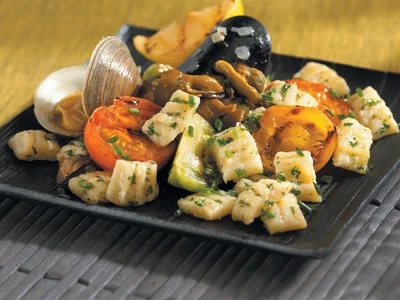 Homemade Gnocchi with Fresh Mussels and Clams in White Wine