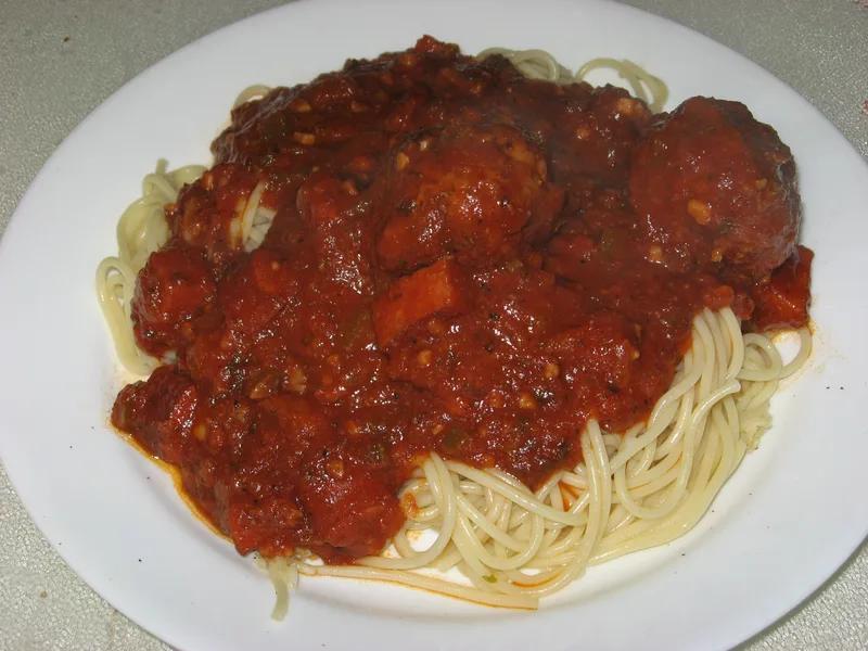 Homemade Spaghetti Sauce with Kielbasa Meatballs