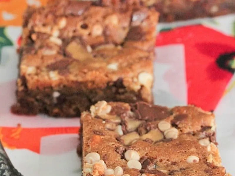 Malted Chocolate Chip Cookie Bars with Crushed Malt Balls