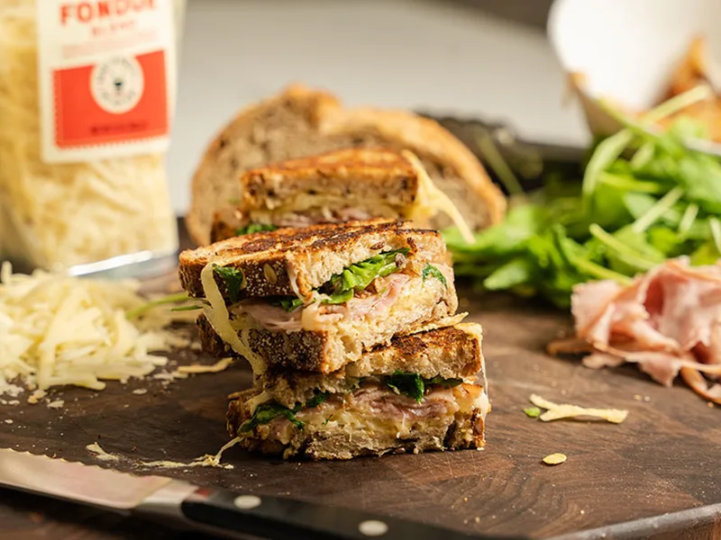 Caramelized Onion Ham and Cheese Grilled Sandwich