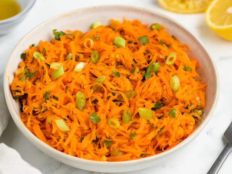 Fresh Shredded Carrot Salad with Lemon Vinaigrette